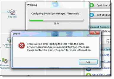 QuickBooks sync manager error.