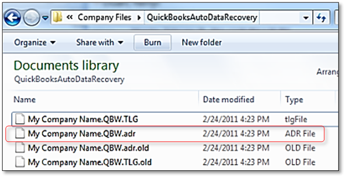 Using quickbooks data recovery tool.