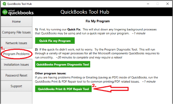 QuickBooks Print and PDF repair tool