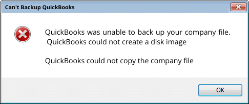 QuickBooks unable to backup the company file error