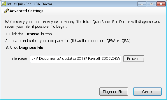 Use the File Doctor tool 