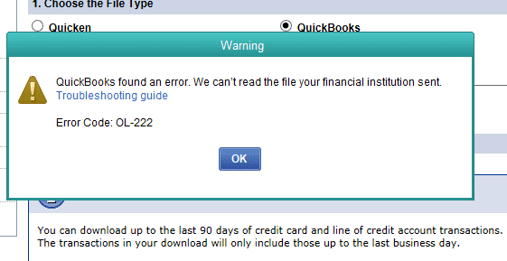 QuickBooks Error Ol-222