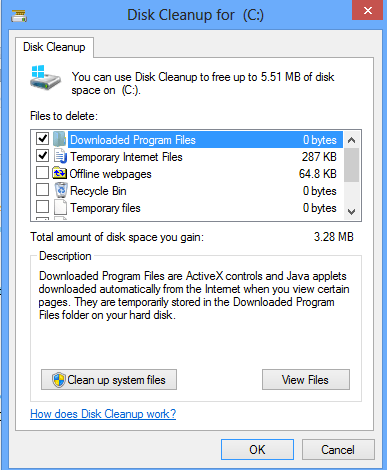 Cleaning the disk space