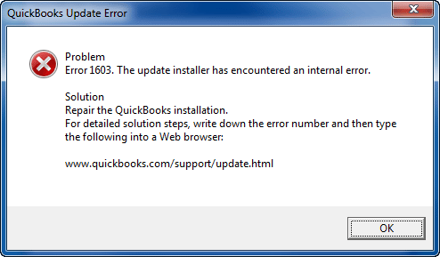 QuickBooks Error code 1603