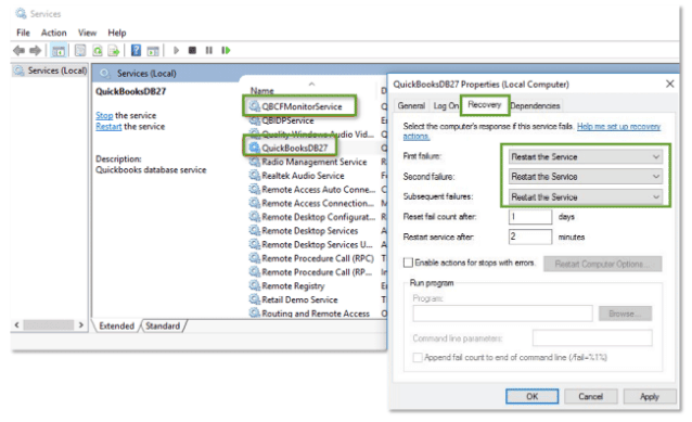 Toggling the QuickBooks services