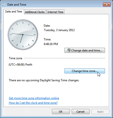 Checking time and date settings