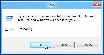 type MSCONFIG in the run box.