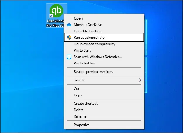 Select Run as Admin option screenshot