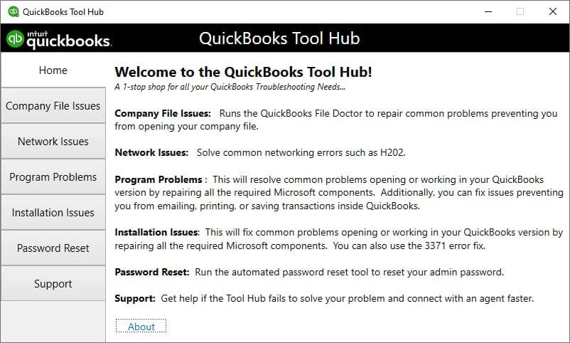 QuickBooks tool hub.