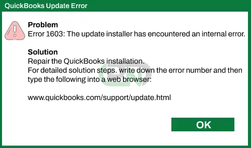 QuickBooks Error code 1603