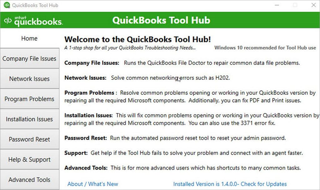 Running QuickBooks file doctor tool