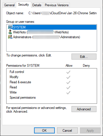  Setting folder access permission
