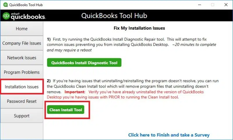 Clean installing QuickBooks